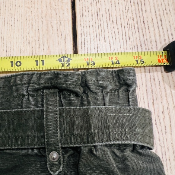 Banana Republic PAPERBAG SHORT army olive green high rise belt size 6 utility - Picture 13 of 14